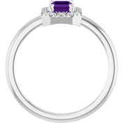 Platinum Natural Amethyst & 1/5 CTW Natural Diamond French-Set Halo-Style Ring