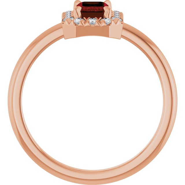 14K Rose Natural Mozambique Garnet & 1/5 CTW Natural Diamond French-Set Halo-Style Ring