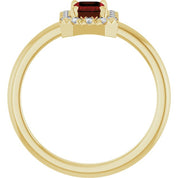 14K Yellow Natural Mozambique Garnet & 1/5 CTW Natural Diamond French-Set Halo-Style Ring