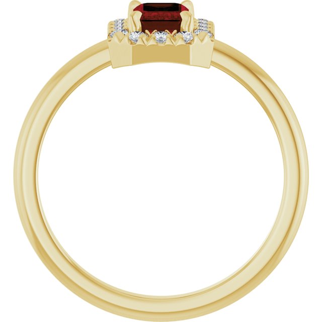14K Yellow Natural Mozambique Garnet & 1/5 CTW Natural Diamond French-Set Halo-Style Ring