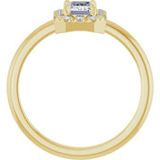 14K Yellow Natural White Sapphire & 1/5 CTW Natural Diamond French-Set Halo-Style Ring