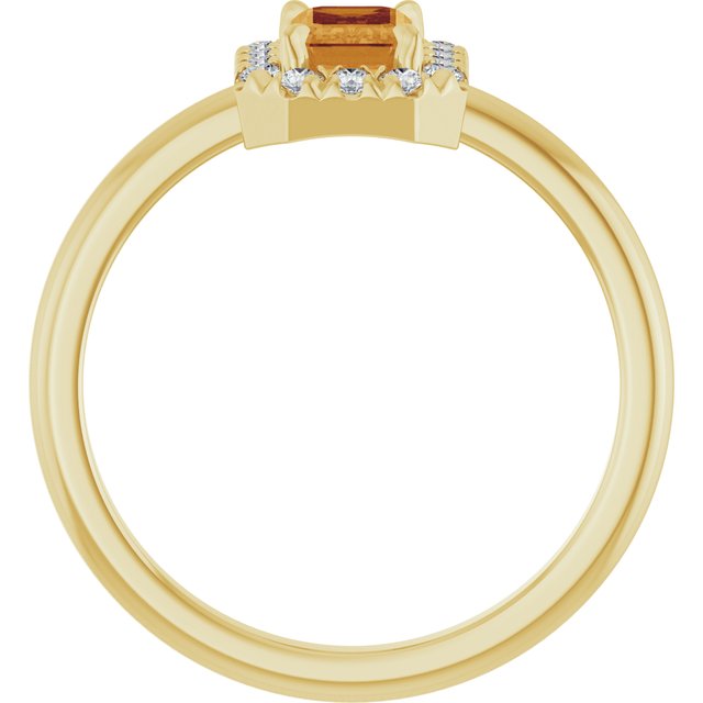 14K Yellow Natural Citrine & 1/5 CTW Natural Diamond French-Set Halo-Style Ring