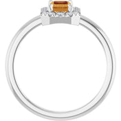 Platinum Natural Citrine & 1/5 CTW Natural Diamond French-Set Halo-Style Ring