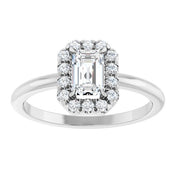 Sterling Silver Natural White Sapphire & 1/5 CTW Natural Diamond French-Set Halo-Style Ring