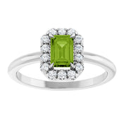 Platinum Natural Peridot & 1/5 CTW Natural Diamond French-Set Halo-Style Ring