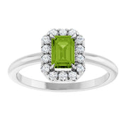 Platinum Natural Peridot & 1/5 CTW Natural Diamond French-Set Halo-Style Ring