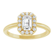 14K Yellow Natural White Sapphire & 1/5 CTW Natural Diamond French-Set Halo-Style Ring