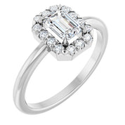 14K White Natural White Sapphire & 1/5 CTW Natural Diamond French-Set Halo-Style Ring