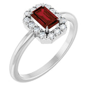Platinum Natural Mozambique Garnet & 1/5 CTW Natural Diamond French-Set Halo-Style Ring