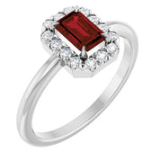 Platinum Natural Mozambique Garnet & 1/5 CTW Natural Diamond French-Set Halo-Style Ring