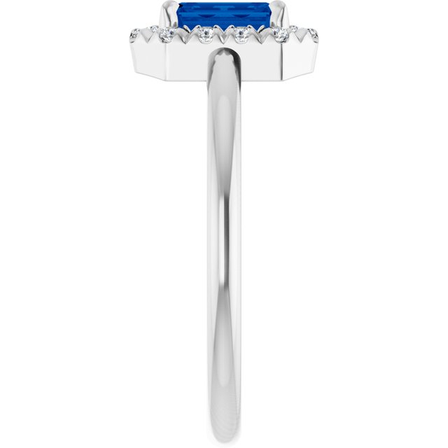 Platinum Natural Blue Sapphire & 1/5 CTW Natural Diamond French-Set Halo-Style Ring