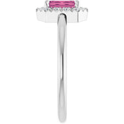 Platinum Natural Pink Tourmaline & 1/5 CTW Natural Diamond French-Set Halo-Style Ring