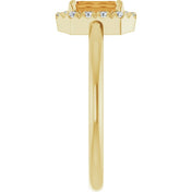 14K Yellow Natural Citrine & 1/5 CTW Natural Diamond French-Set Halo-Style Ring