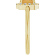14K Yellow Natural Citrine & 1/5 CTW Natural Diamond French-Set Halo-Style Ring