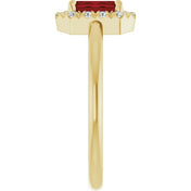 14K Yellow Natural Mozambique Garnet & 1/5 CTW Natural Diamond French-Set Halo-Style Ring