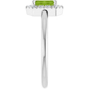 Platinum Natural Peridot & 1/5 CTW Natural Diamond French-Set Halo-Style Ring