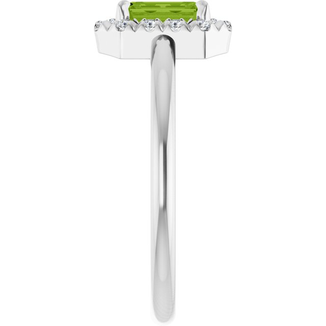 Platinum Natural Peridot & 1/5 CTW Natural Diamond French-Set Halo-Style Ring