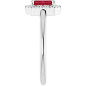 Platinum Natural Ruby & 1/5 CTW Natural Diamond French-Set Halo-Style Ring