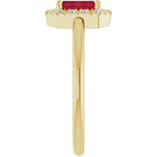 14K Yellow Natural Ruby & 1/5 CTW Natural Diamond French-Set Halo-Style Ring