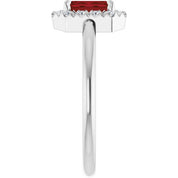 Platinum Natural Mozambique Garnet & 1/5 CTW Natural Diamond French-Set Halo-Style Ring