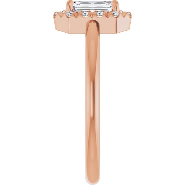 14K Rose Natural White Sapphire & 1/5 CTW Natural Diamond French-Set Halo-Style Ring