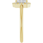 14K Yellow Natural White Sapphire & 1/5 CTW Natural Diamond French-Set Halo-Style Ring