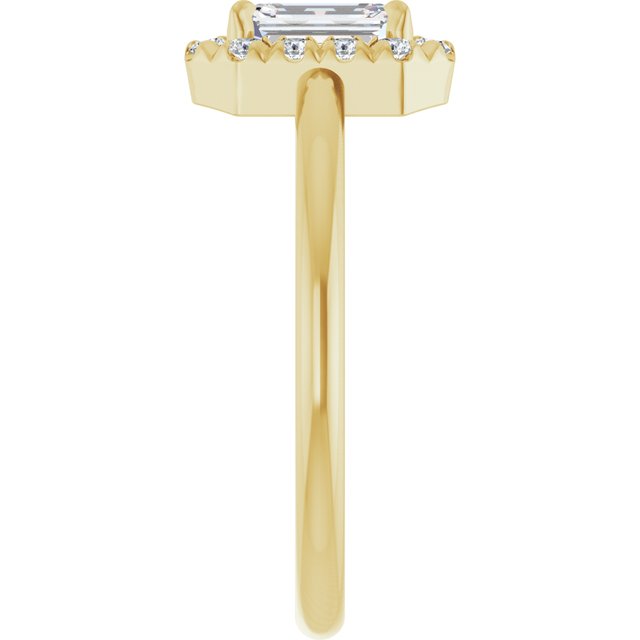 14K Yellow Natural White Sapphire & 1/5 CTW Natural Diamond French-Set Halo-Style Ring