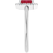 Sterling Silver Natural Ruby & 1/5 CTW Natural Diamond French-Set Halo-Style Ring