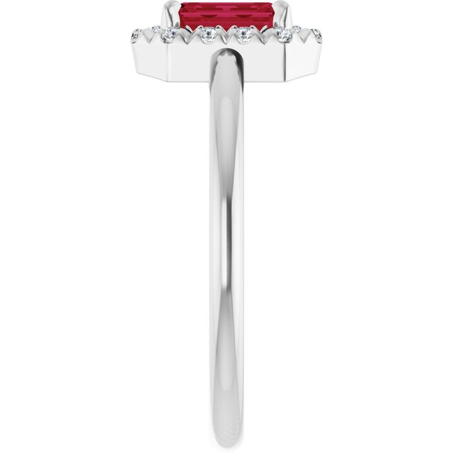 Sterling Silver Natural Ruby & 1/5 CTW Natural Diamond French-Set Halo-Style Ring