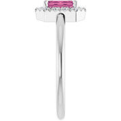 Sterling Silver Natural Pink Tourmaline & 1/5 CTW Natural Diamond French-Set Halo-Style Ring