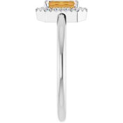 Platinum Natural Citrine & 1/5 CTW Natural Diamond French-Set Halo-Style Ring