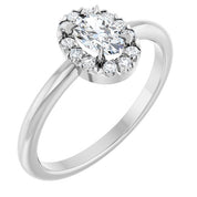 14K White Natural White Sapphire & 1/10 CTW Natural Diamond French-Set Halo-Style Ring