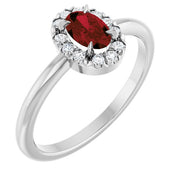 Platinum Natural Mozambique Garnet & 1/10 CTW Natural Diamond French-Set Halo-Style Ring