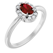 Platinum Natural Mozambique Garnet & 1/10 CTW Natural Diamond French-Set Halo-Style Ring