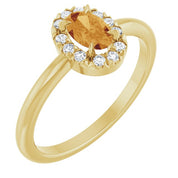 14K Yellow Natural Citrine & 1/10 CTW Natural Diamond French-Set Halo-Style Ring