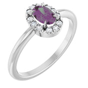 Platinum Lab-Grown Alexandrite & 1/10 CTW Natural Diamond French-Set Halo-Style Ring