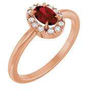 14K Rose Natural Mozambique Garnet & 1/10 CTW Natural Diamond French-Set Halo-Style Ring