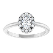 14K White Natural White Sapphire & 1/10 CTW Natural Diamond French-Set Halo-Style Ring