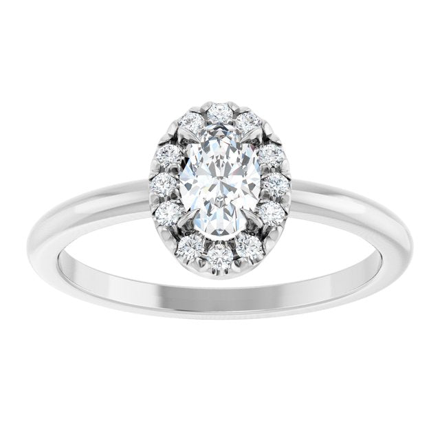 14K White Natural White Sapphire & 1/10 CTW Natural Diamond French-Set Halo-Style Ring