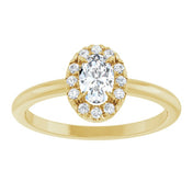 14K Yellow Natural White Sapphire & 1/10 CTW Natural Diamond French-Set Halo-Style Ring
