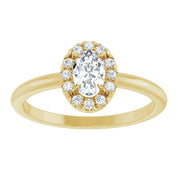 14K Yellow Natural White Sapphire & 1/10 CTW Natural Diamond French-Set Halo-Style Ring