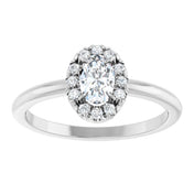 Sterling Silver Natural White Sapphire & 1/10 CTW Natural Diamond French-Set Halo-Style Ring