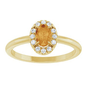 14K Yellow Natural Citrine & 1/10 CTW Natural Diamond French-Set Halo-Style Ring