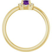 14K Yellow Natural Amethyst & 1/10 CTW Natural Diamond French-Set Halo-Style Ring