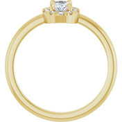 14K Yellow Natural White Sapphire & 1/10 CTW Natural Diamond French-Set Halo-Style Ring