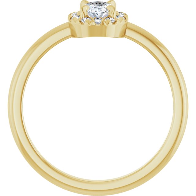 14K Yellow Natural White Sapphire & 1/10 CTW Natural Diamond French-Set Halo-Style Ring