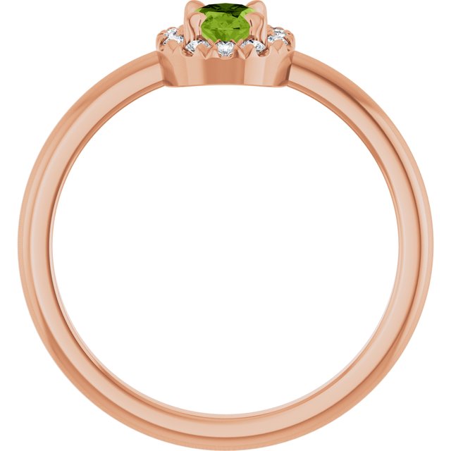 14K Rose Natural Peridot & 1/10 CTW Natural Diamond French-Set Halo-Style Ring