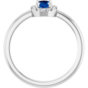 Platinum Natural Blue Sapphire & 1/10 CTW Natural Diamond French-Set Halo-Style Ring