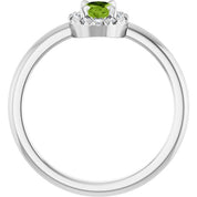 Platinum Natural Peridot & 1/10 CTW Natural Diamond French-Set Halo-Style Ring