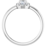 Sterling Silver Natural White Sapphire & 1/10 CTW Natural Diamond French-Set Halo-Style Ring